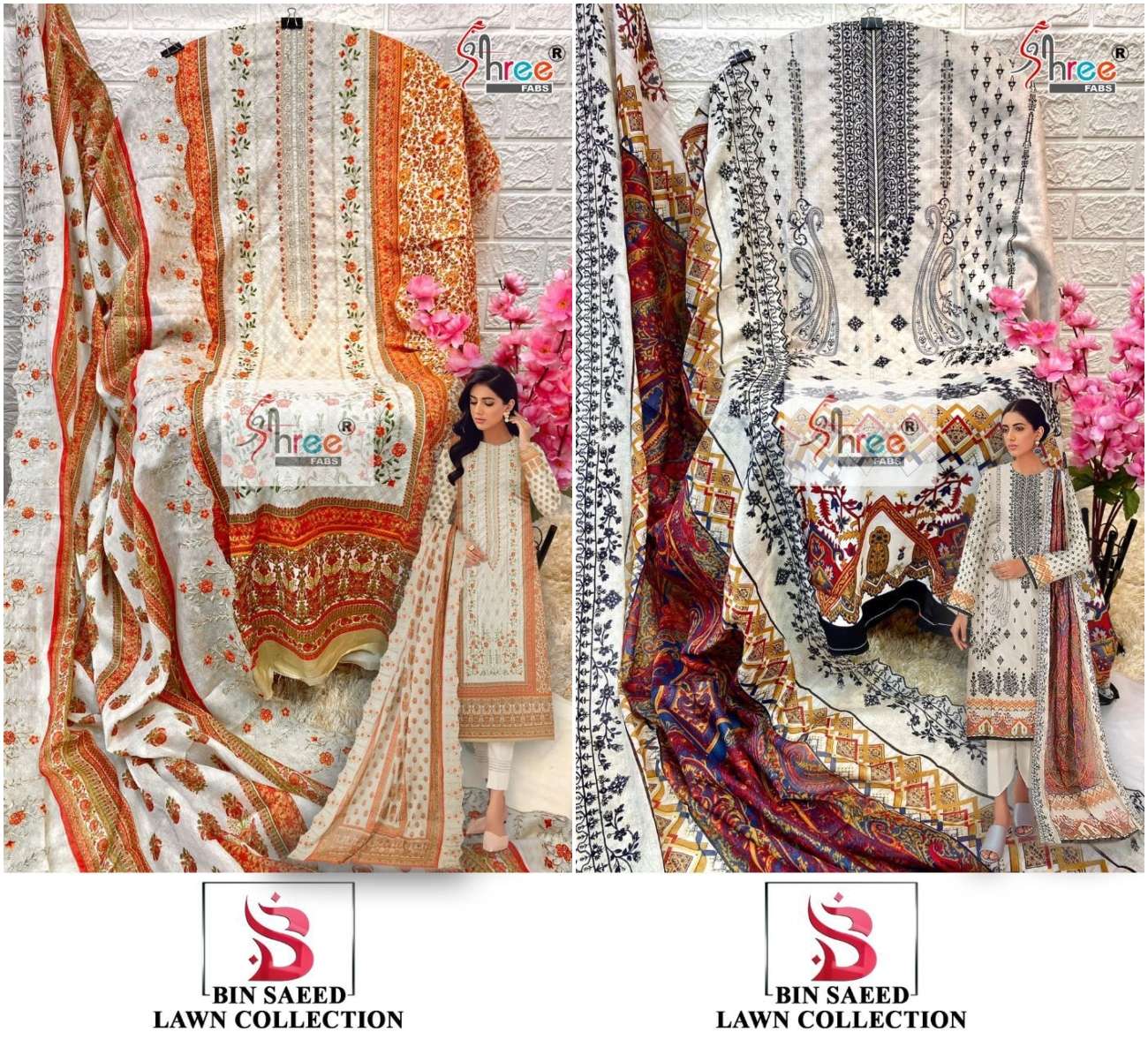 BIN SAEED HIT DESIGN BY SHREE FABS PURE LAWN PRINT PAKISTANI DRESSES