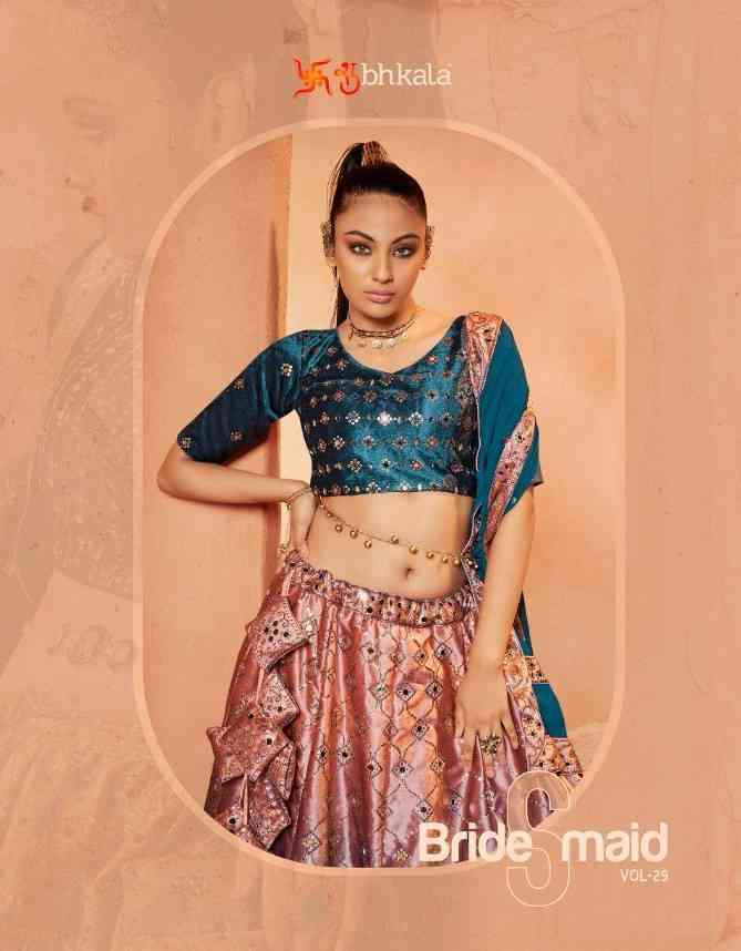 BRIDESMAID VOL-29 BY SHUBHKALA 2281 TO 2285 SERIES VELVET HEAVY WORK LEHENGAS