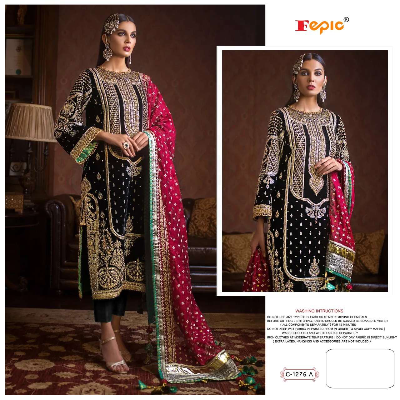 C-1276 COLOURS BY FEPIC 127-A TO 1276-D SERIES GEORGETTE PAKISTANI DRESSES