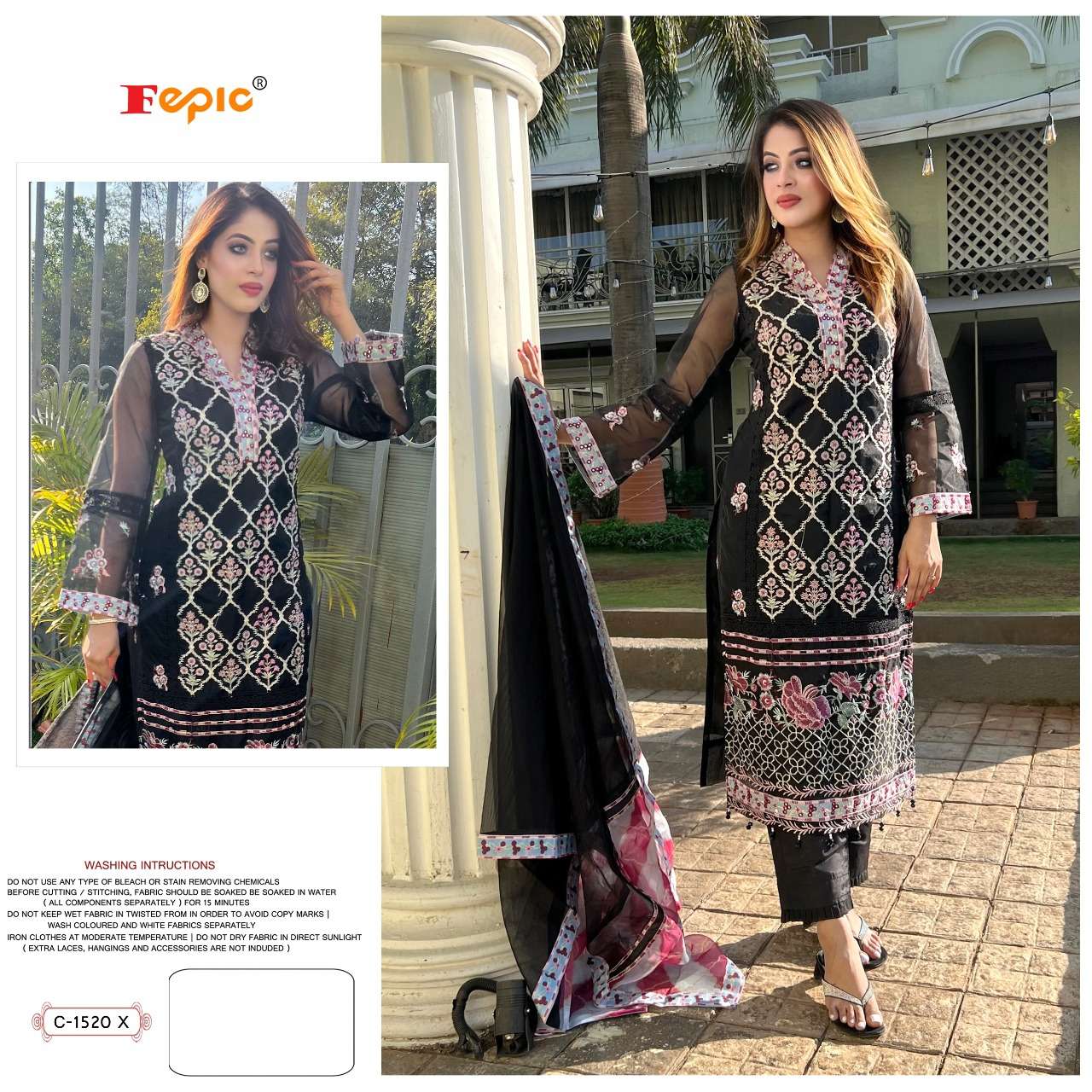 C-1520 HIT DESIGN BY FEPIC ORGANZA EMBROIDERY PAKISTANI DRESS