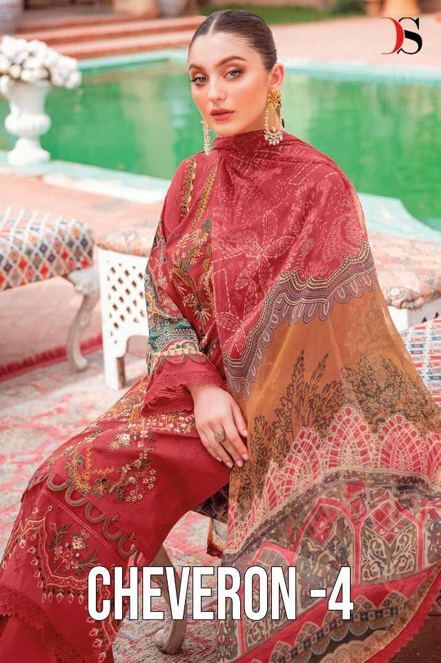 CHEVERON VOL-4 BY DEEPSY SUITS 1991 TO 1997 SERIES COTTON PAKISTANI DRESSES