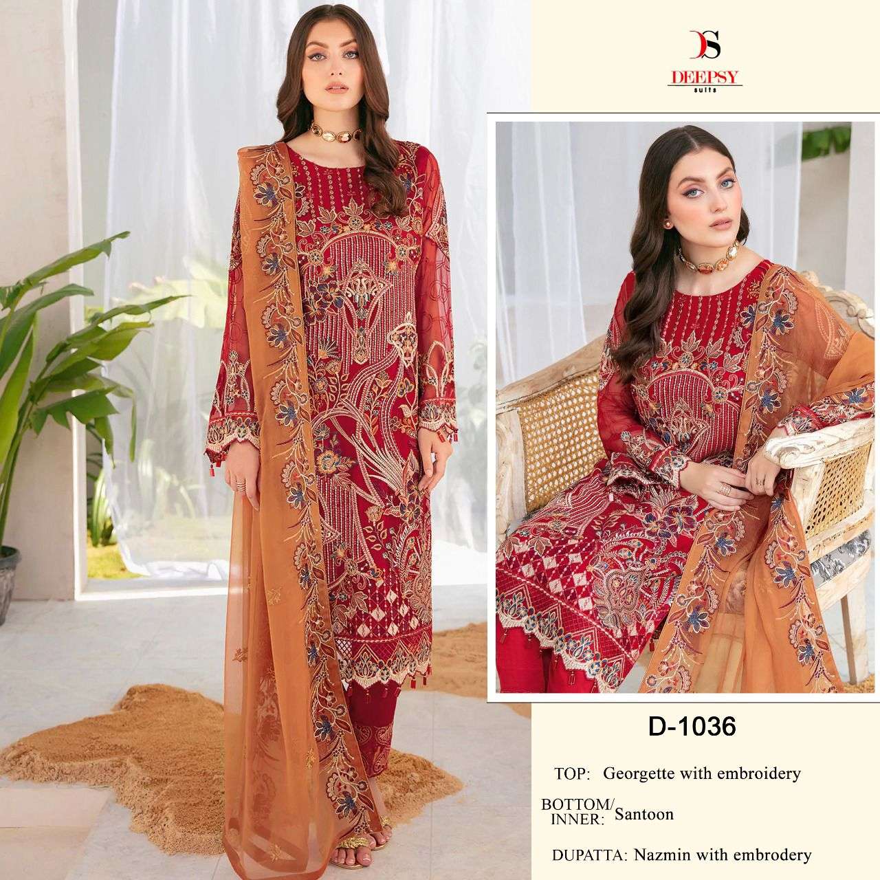 D-1036 HIT DESIGN BY DEEPSY SUITS GEORGETTE EMBROIDERY PAKISTANI DRESS