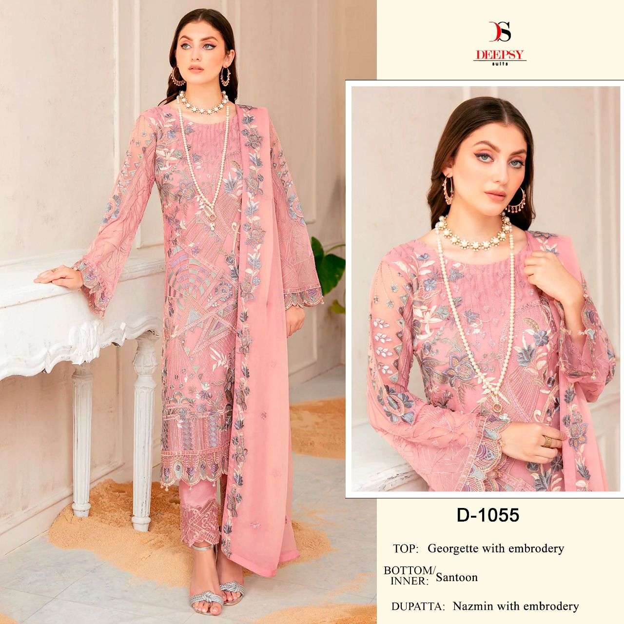 D-1055 HIT DESIGN BY DEEPSY SUITS GEORGETTE EMBROIDERY PAKISTANI DRESS