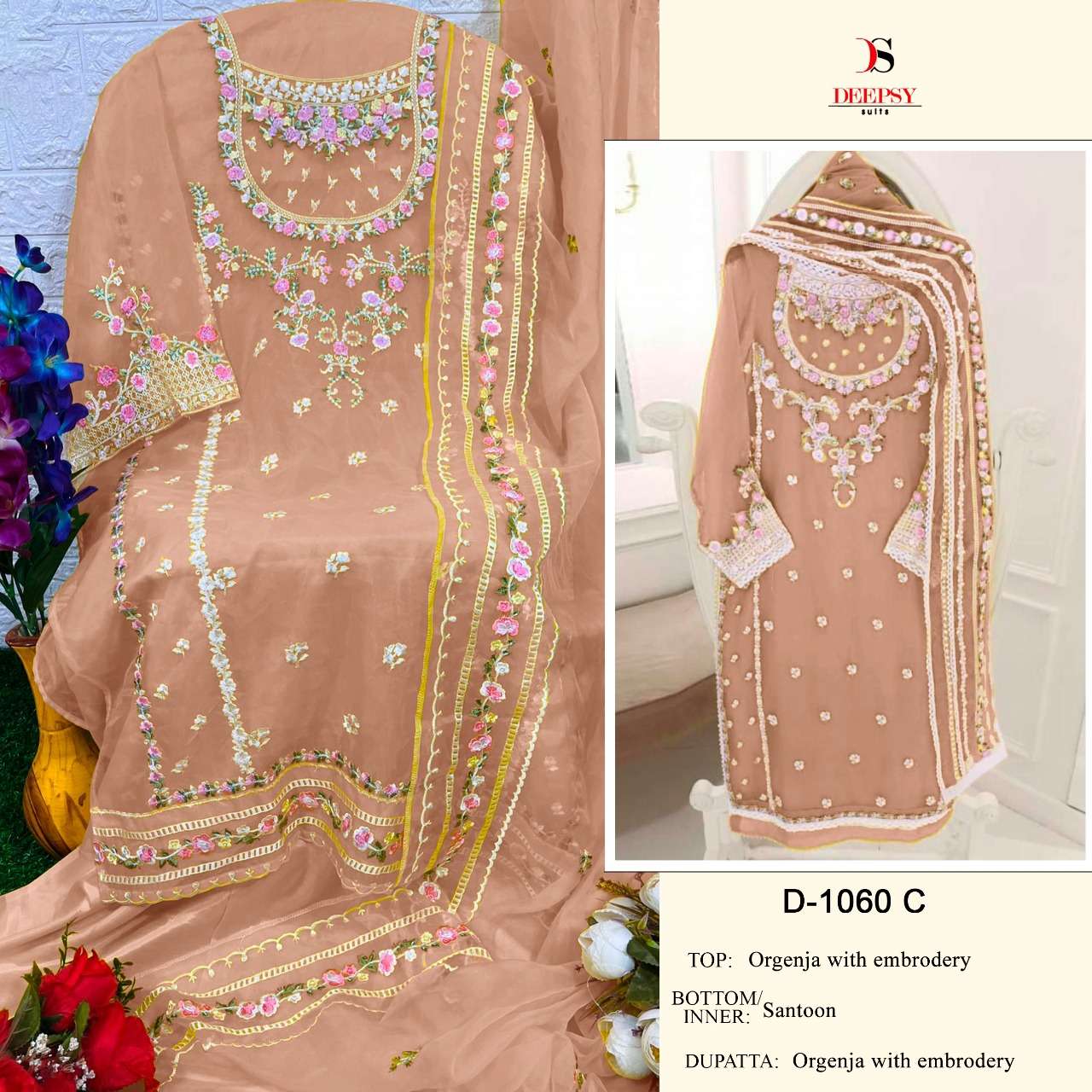 D-1060 COLOURS BY DEEPSY SUITS 1060-A TO 1060-D SERIES ORGANZA PAKISTANI DRESSES