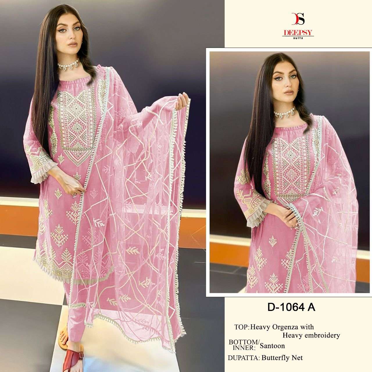 D-1064 COLOURS BY DEEPSY SUITS ORGANZA EMBROIDERY PAKISTANI DRESSES