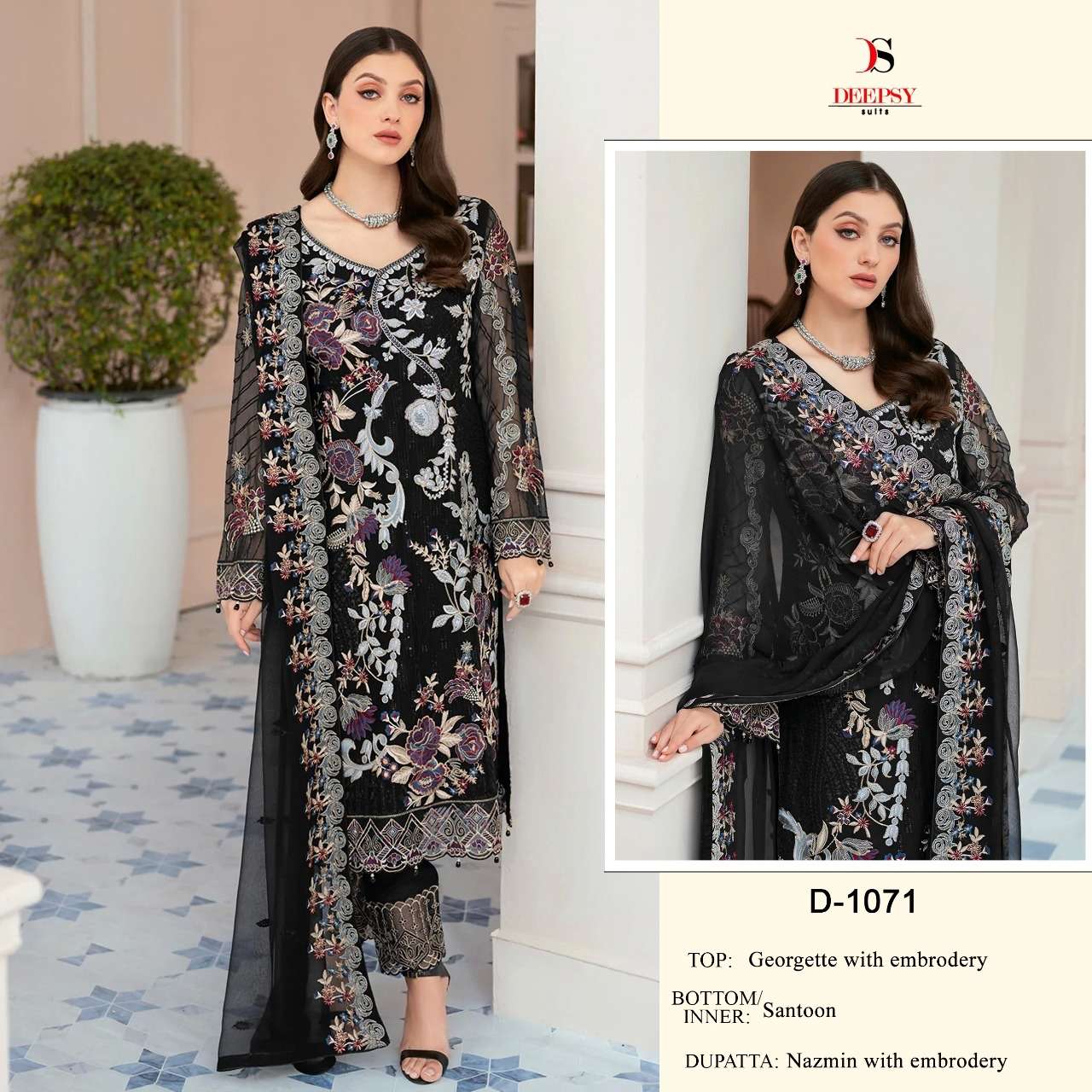 D-1071 HIT DESIGN BY DEEPSY SUITS GEORGETTE EMBROIDERY PAKISTANI DRESSES