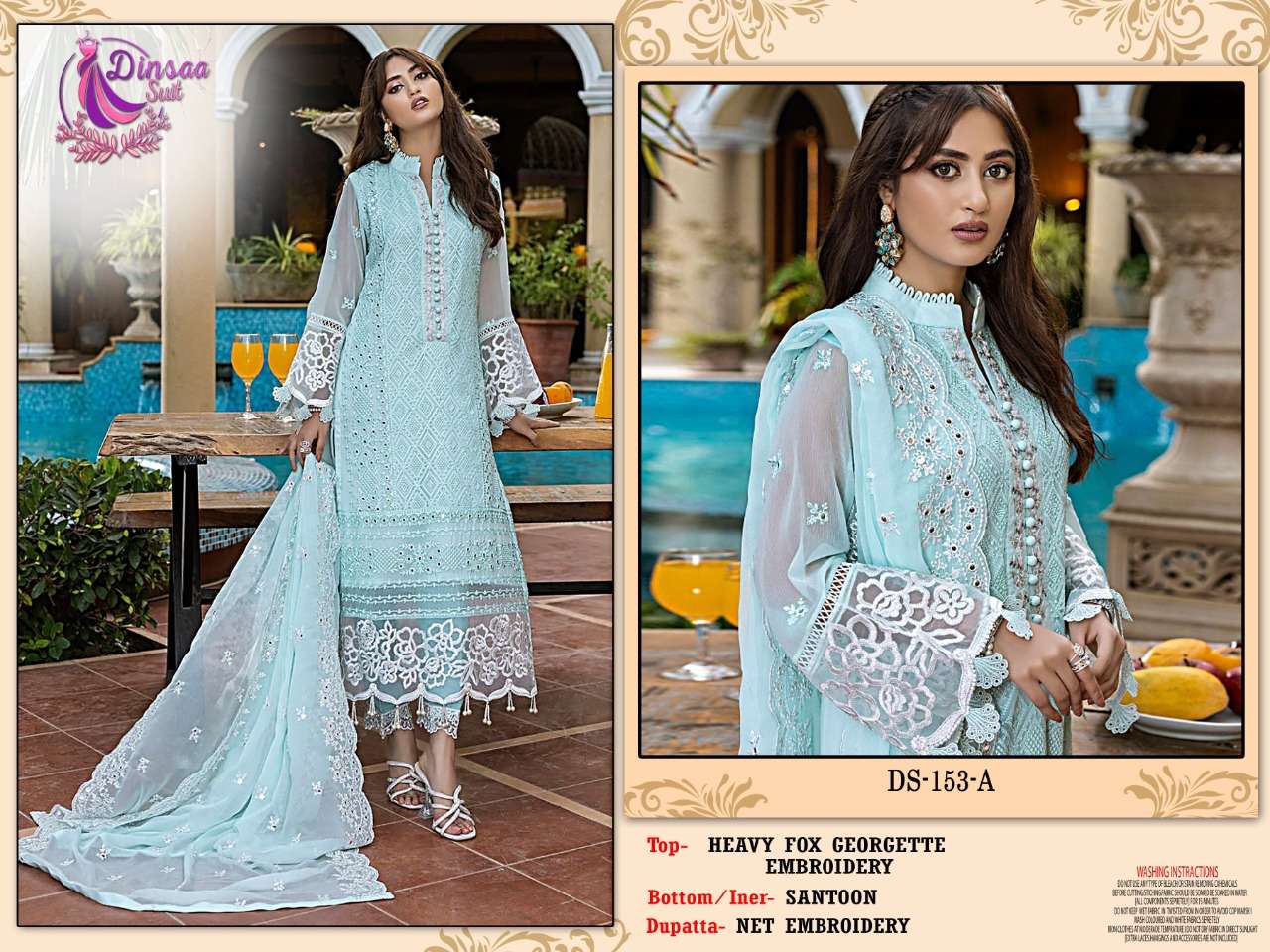 DS-153 COLOURS BY DINSAA SUIT 153-A TO 153-D SERIES GEORGETTE PAKISTANI DRESSES