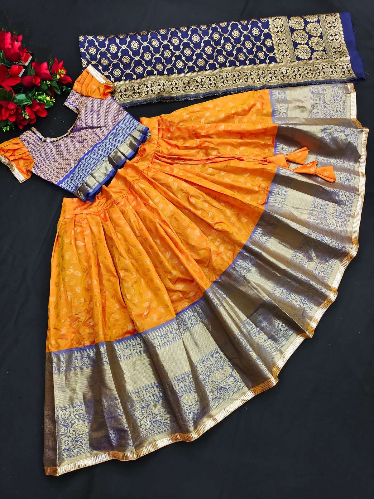 FESTIVA VOL-4 BY ASLIWHOLESALE DESIGNER LITCHI SILK KIDS NAVRATRI LEHENGAS