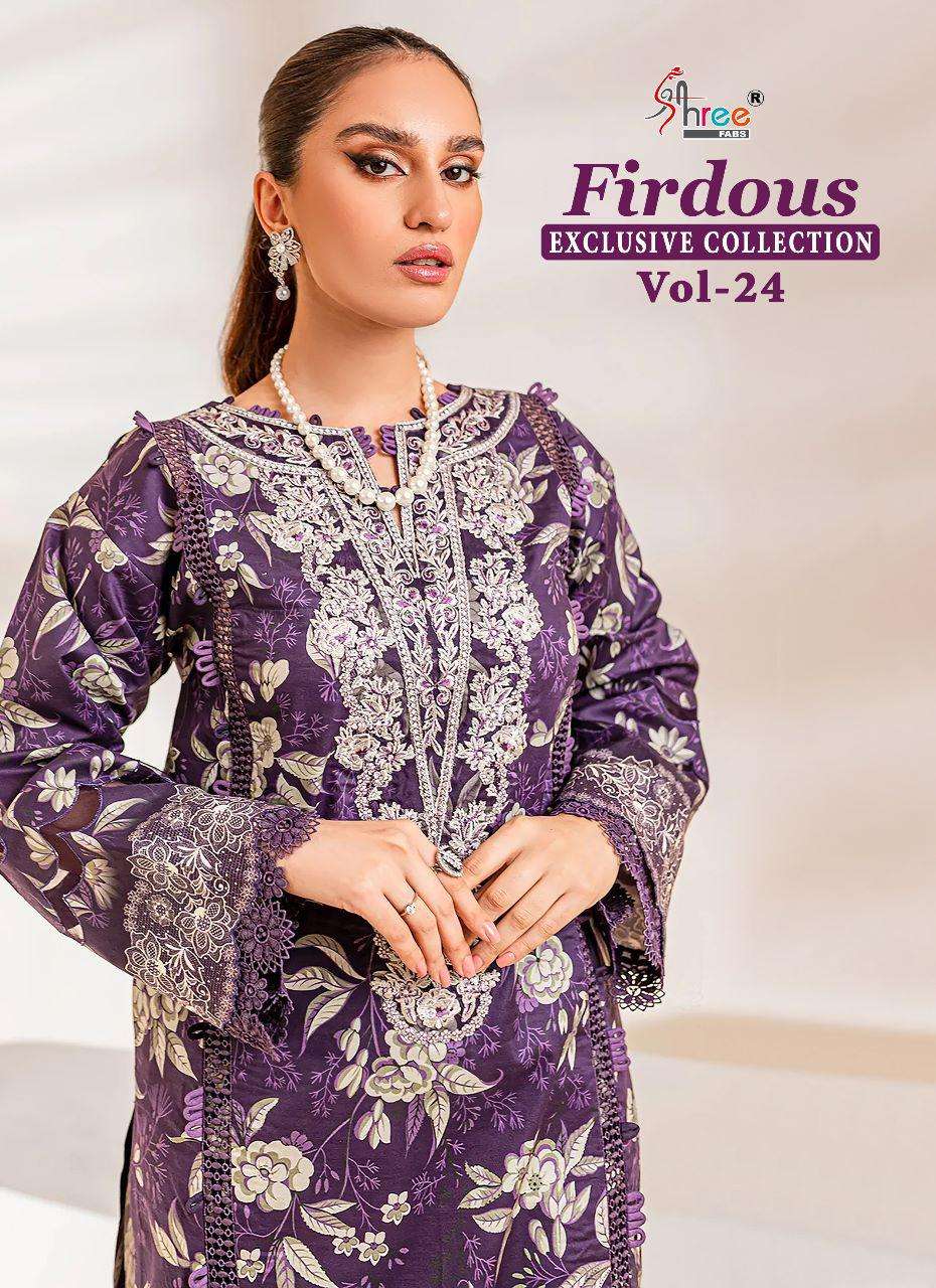 FIRDOUS EXCLUSIVE COLLECTION VOL-24 BY SHREE FABS 2478 TO 2483 SERIES COTTON PAKISTANI DRESSES