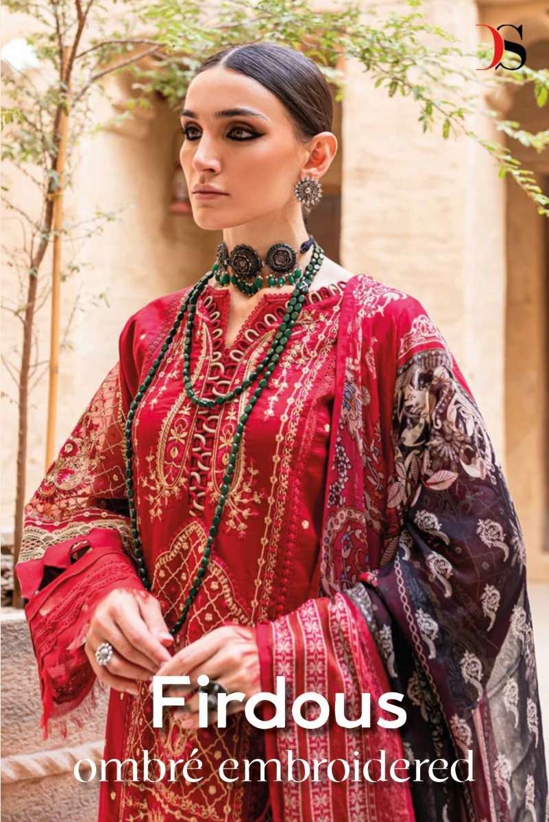 FIRDOUS OMBRE EMBROIDERED BY DEEPSY SUITS 2031 TO 2037 SERIES COTTON PAKISTANI DRESSES