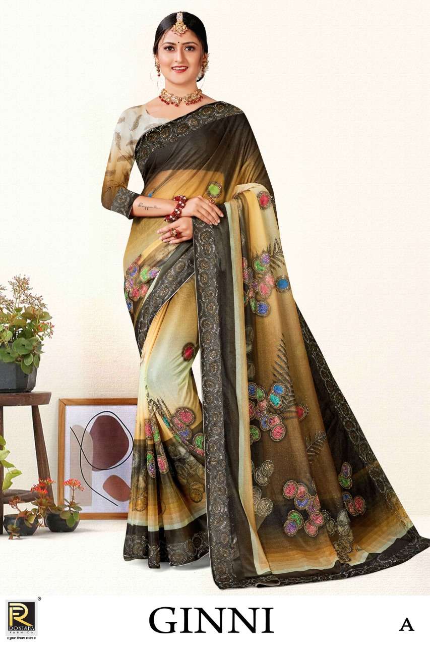 GINNI BY RONISHA FASHION DESIGNER IMPORTED LYCRA WORK SAREES