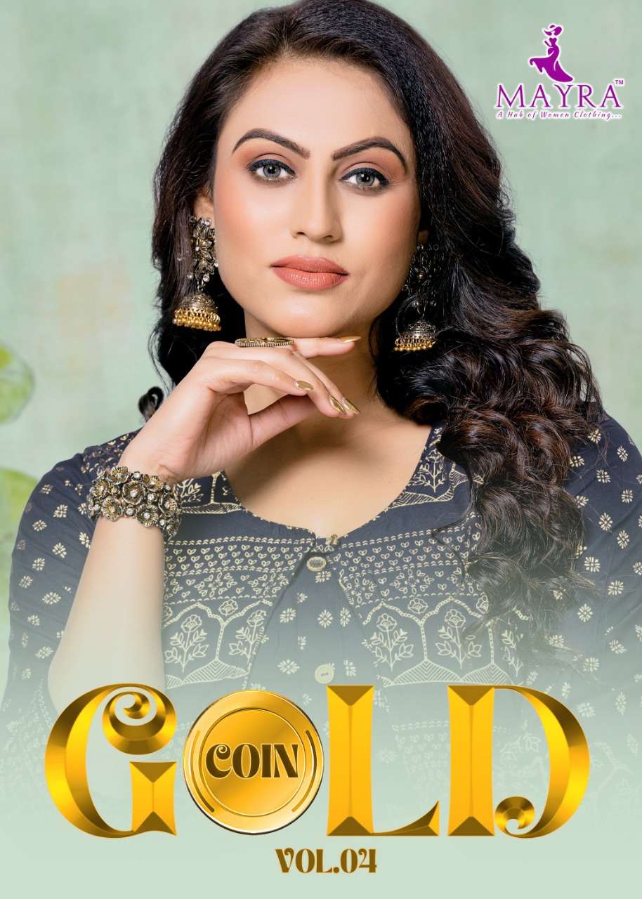 GOLD COIN VOL-4 BY MAYRA 80058 TO 80065 SERIES RAYON PRINT KURTIS