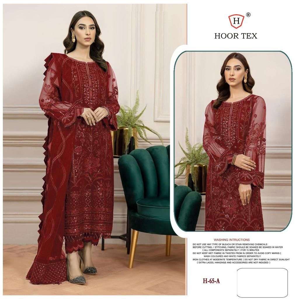 H-65 COLOURS BY HOOR TEX H-65 A TO H-65 D SERIES FAUX GEORGETTE PAKISTANI DRESSES