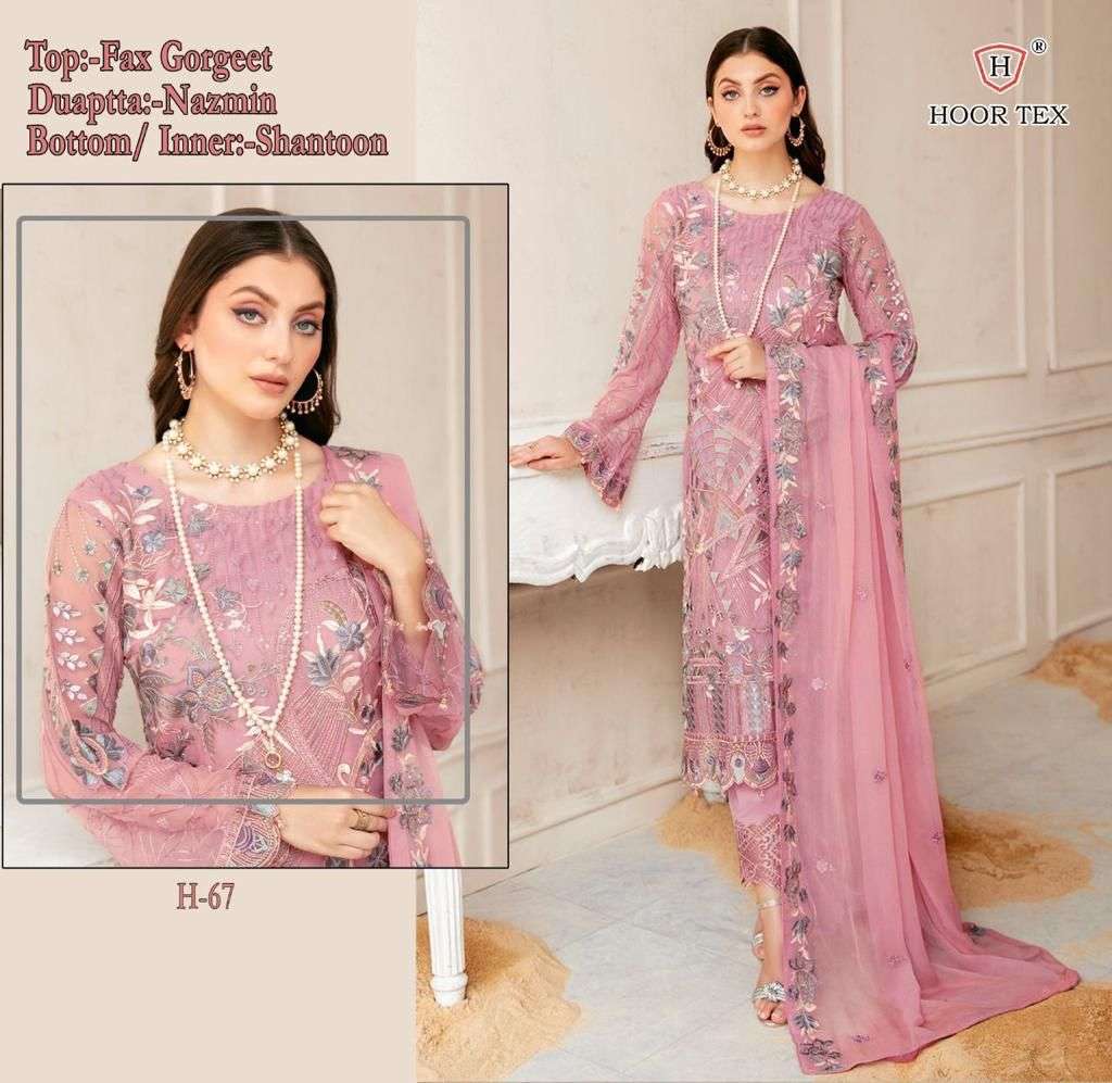 H-67 HIT DESIGN BY HOOR TEX HEAVY GEORGETTE EMBROIDERY PAKISTANI DRESS