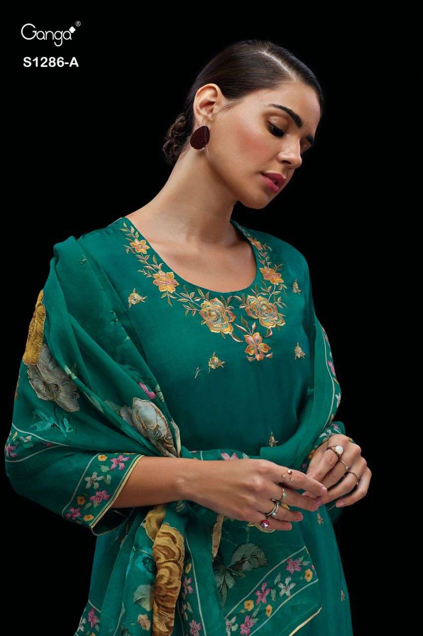 HIMALI BY GANGA FASHIONS 1286-A TO 1286-B SERIES FANCY SILK WORK DRESSES