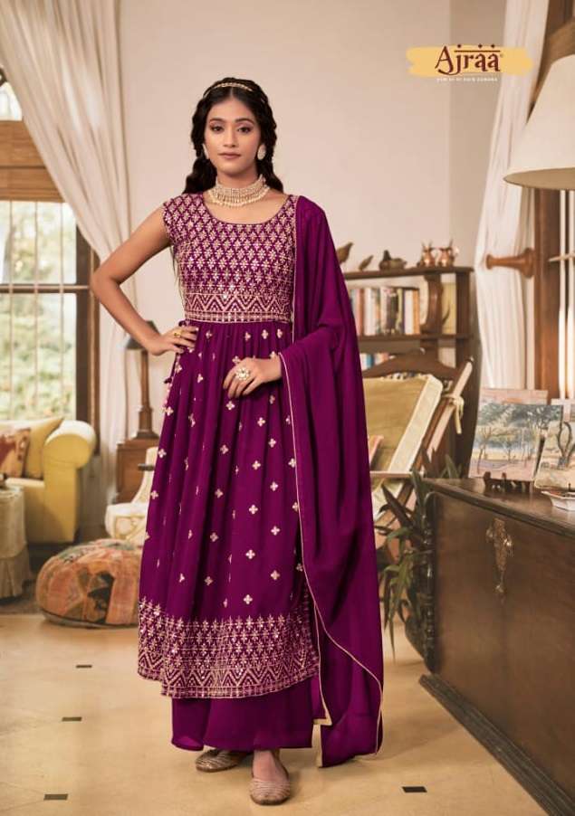 HIVA BY AJRAA 01 TO 05 SERIES GEORGETTE EMBROIDERY SITTCHED DRESSES