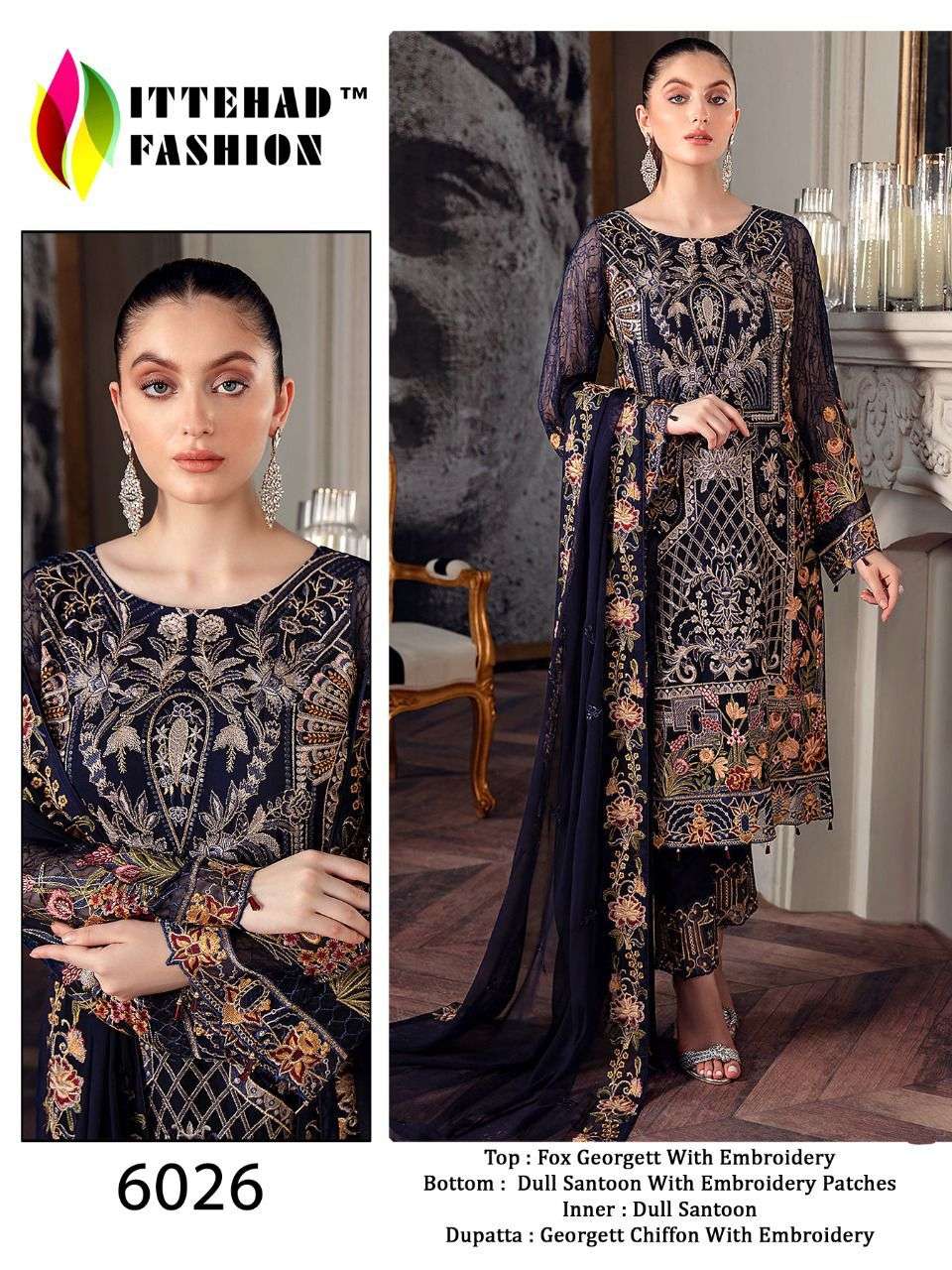 ITTEHAD 6026 HIT DESIGN BY ITTEHAD FASHION GEORGETTE PAKISTANI DRESS