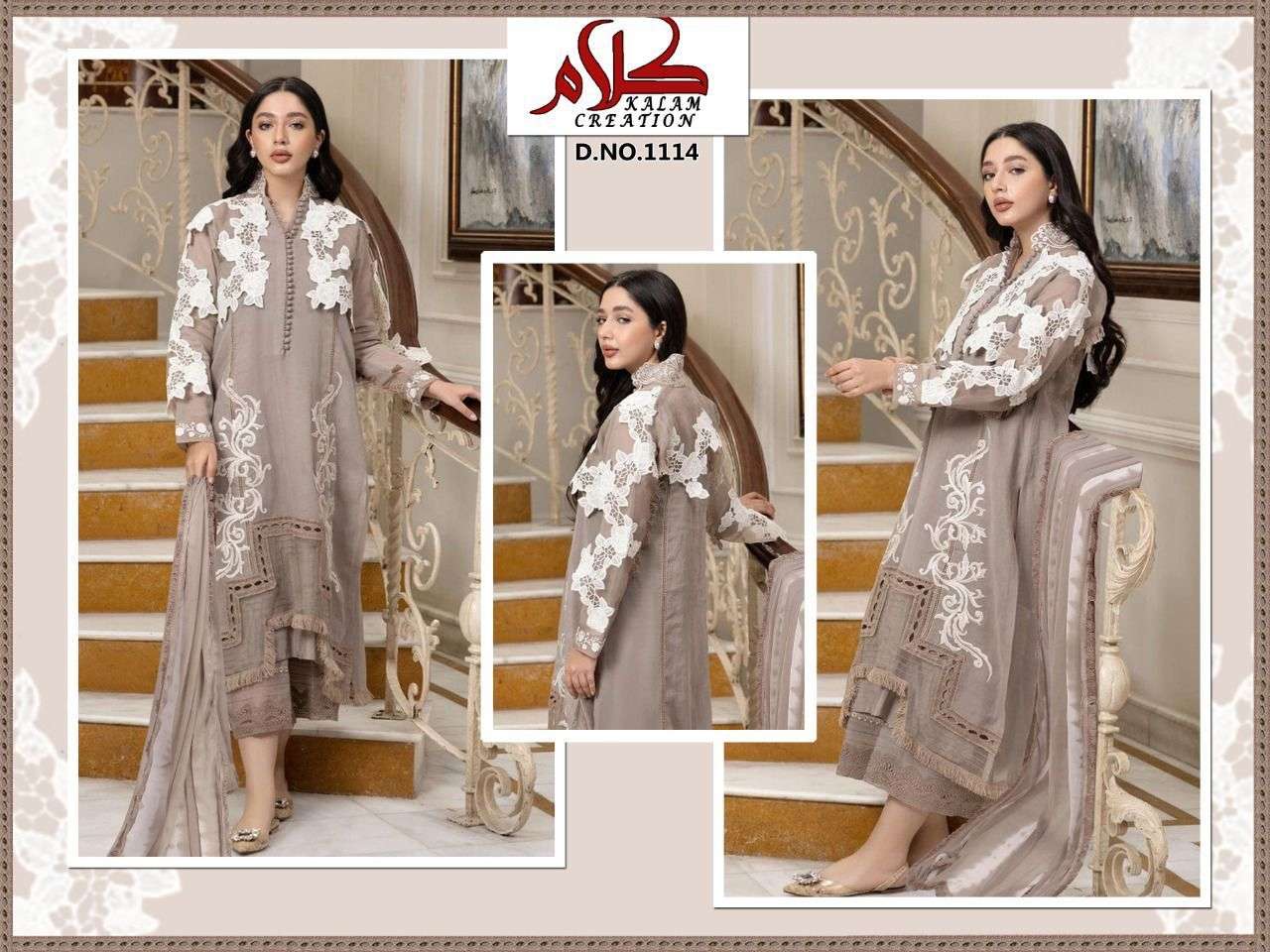 KALAM CREATION 1114 BY ASLIWHOLESALE GEORGETTE EMBROIDERY STITCHED DRESS