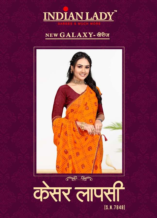 KESAR LAAPSI BY INDIAN LADY 7848-A TO 7848-H SERIES CHIFFON WORK SAREES