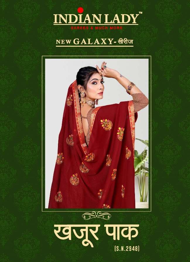 KHAZUR PAK BY INDIAN LADY 2948-A TO 2948-H SERIES DESIGNER ZOMATO WORK SAREES