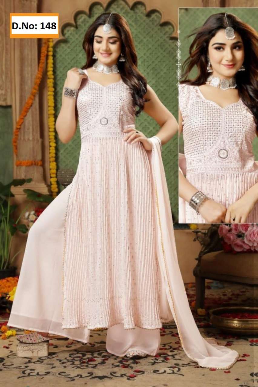 KIARAH VOL-3 BY ASLIWHOLESALE 145 TO 157 SERIES FAUX GEORGETTE STITCHED DRESSES