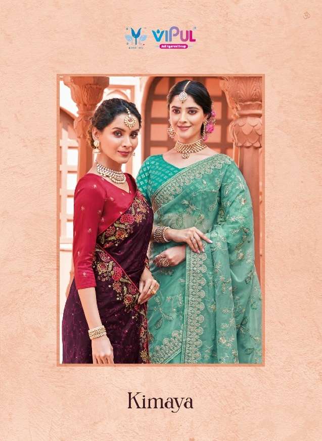 KIMAYA BY VIPUL 61704 TO 61712 SERIES ORGANZA WORK SAREES