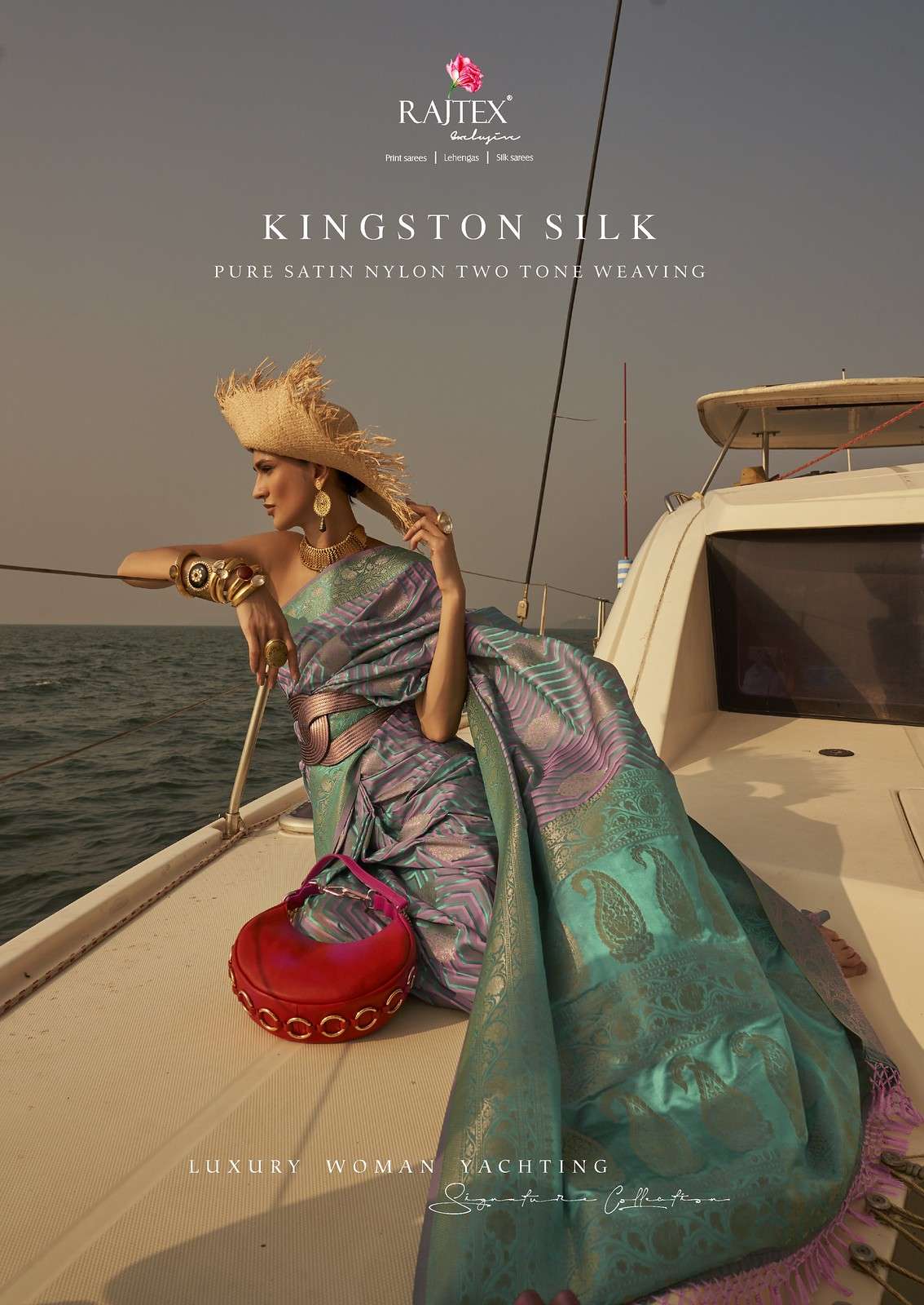 KINGSTON SILK BY RAJTEX 305001 TO 305010 SERIES PURE SATIN LYLON SILK SAREES