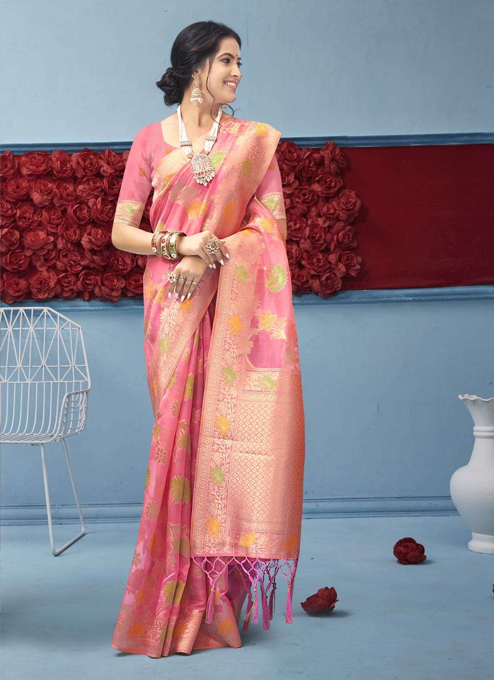 KRISHNPRIYA BY SANGAM PRINTS 3218 TO 3223 SERIES ORGAZNA WORK SAREES