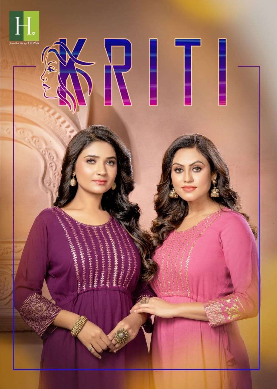 KRITI BY H DOT 101 TO 108 SERIES RAYON EMBROIDERY KURTIS