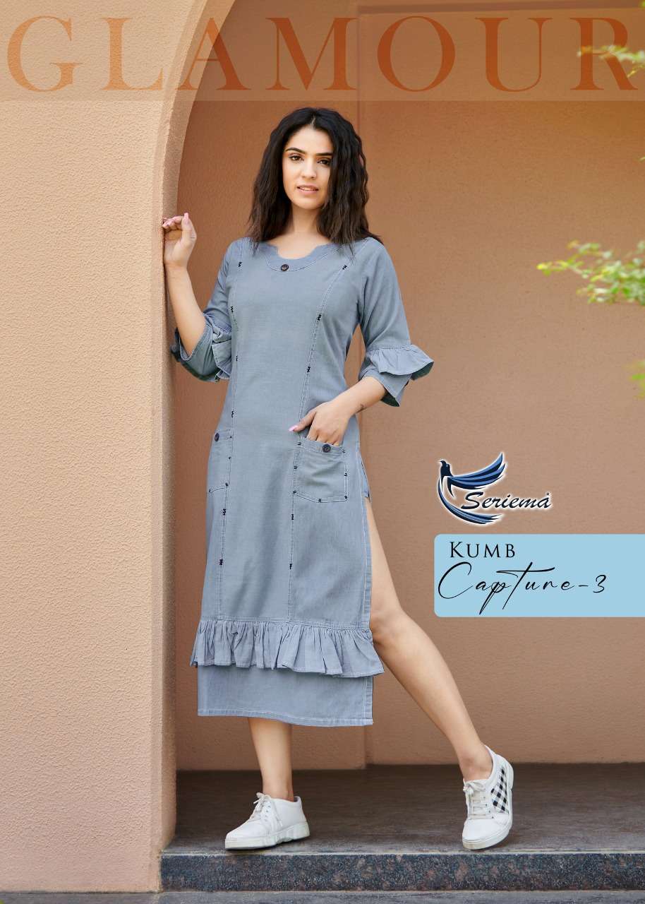 KUMB CAPTURE VOL-3 BY SERIEMA 1088 TO 1095 SERIES COTTON DENIM KURTIS