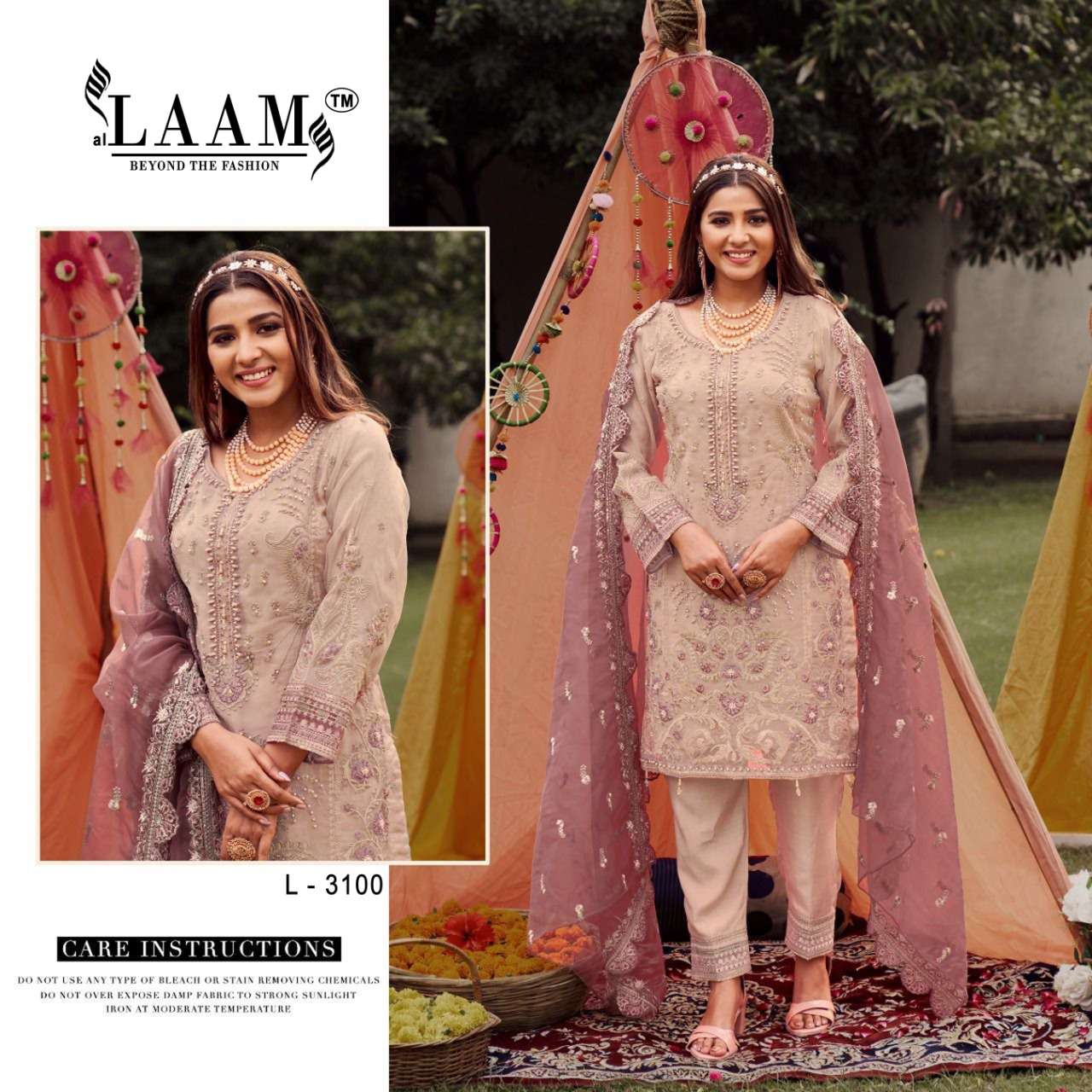 L-3100 HIT DESIGN BY AL LAAM ORGANZA EMBROIDERY PAKISTANI DRESS