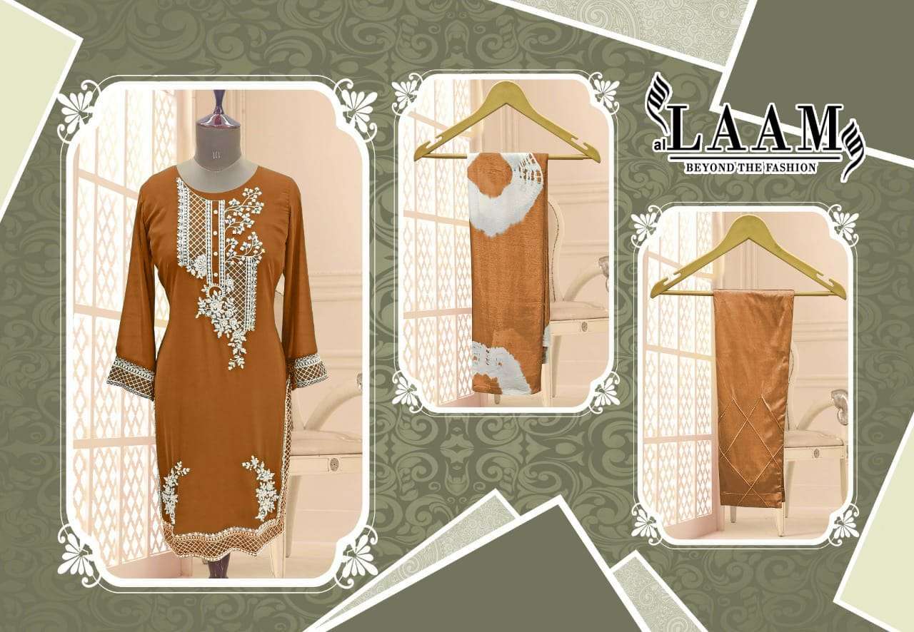 L-7829 NX BY AL LAAM FAUX GEORGETTE EMBROIDERY STITCHED DRESSES