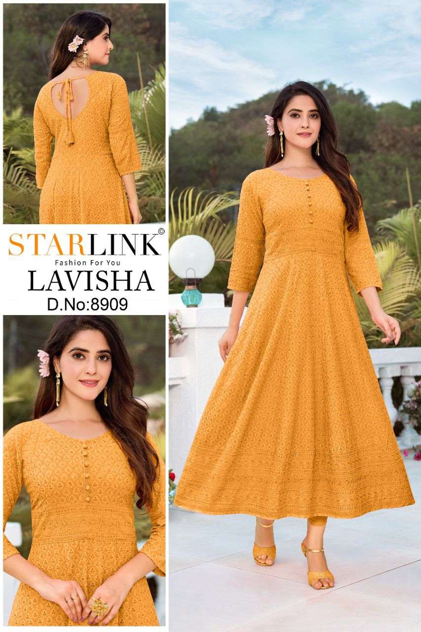 LAVISHA BY STARLINK 8904 TO 8918 SERIES FANCY EMBROIDERY KURTIS