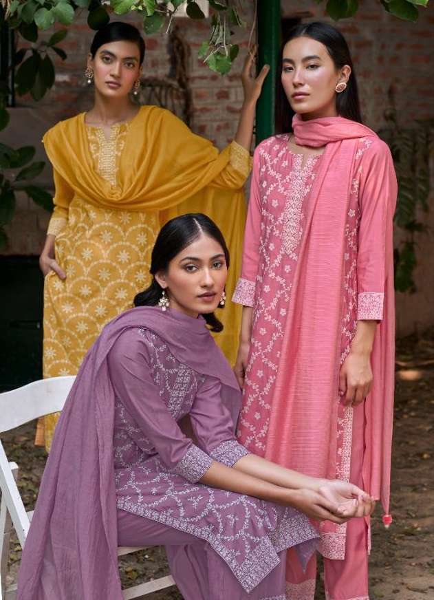 LEMON VOL-6 BY FOUR BUTTON 3021 TO 3026 SERIES SILK WORK STITCHED DRESSES