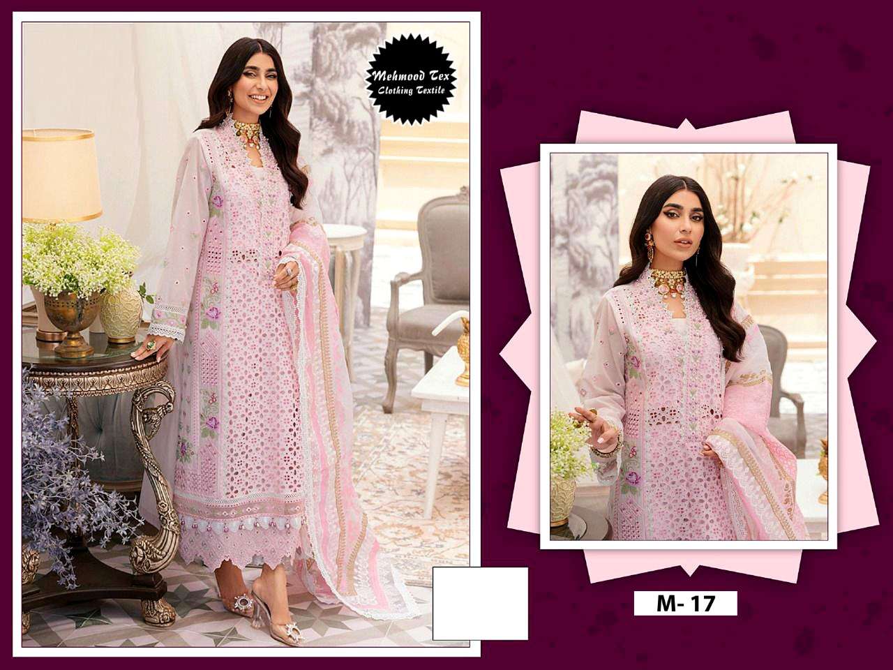 M-17 HIT DESIGN BY MEHMOOD TEX COTON HEAVY EMBROIDERY PAKISTANI DRESS