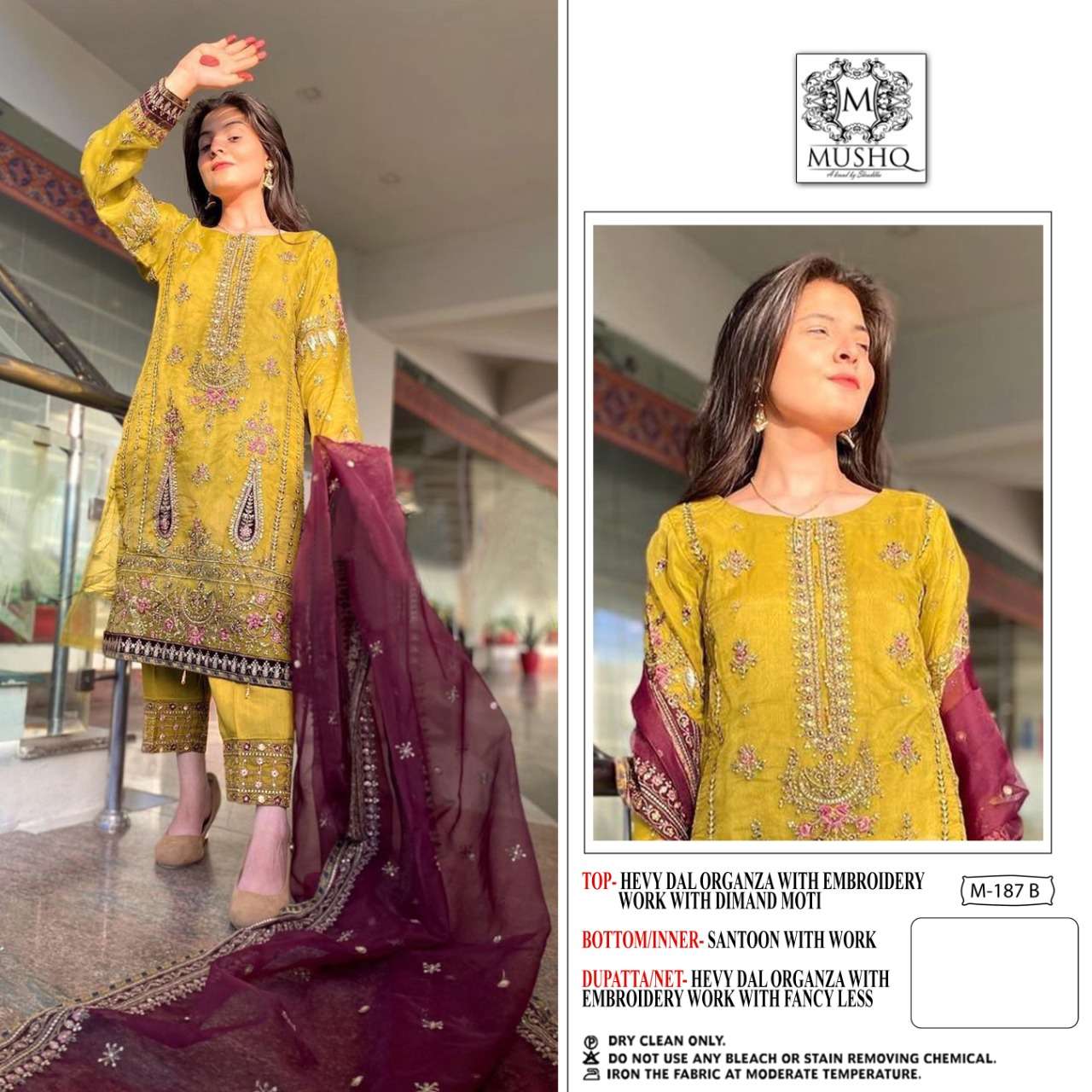 M-187 COLOURS BY MUSHQ 187-A TO 187-C SERIES ORGANZA PAKISTANI DRESSES