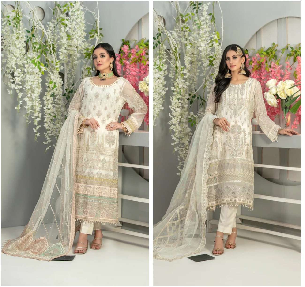 M-190 & M-191 HITS BY MUSHQ FAUX GEORGETTE EMBROIDERY PAKISTANI DRESSES