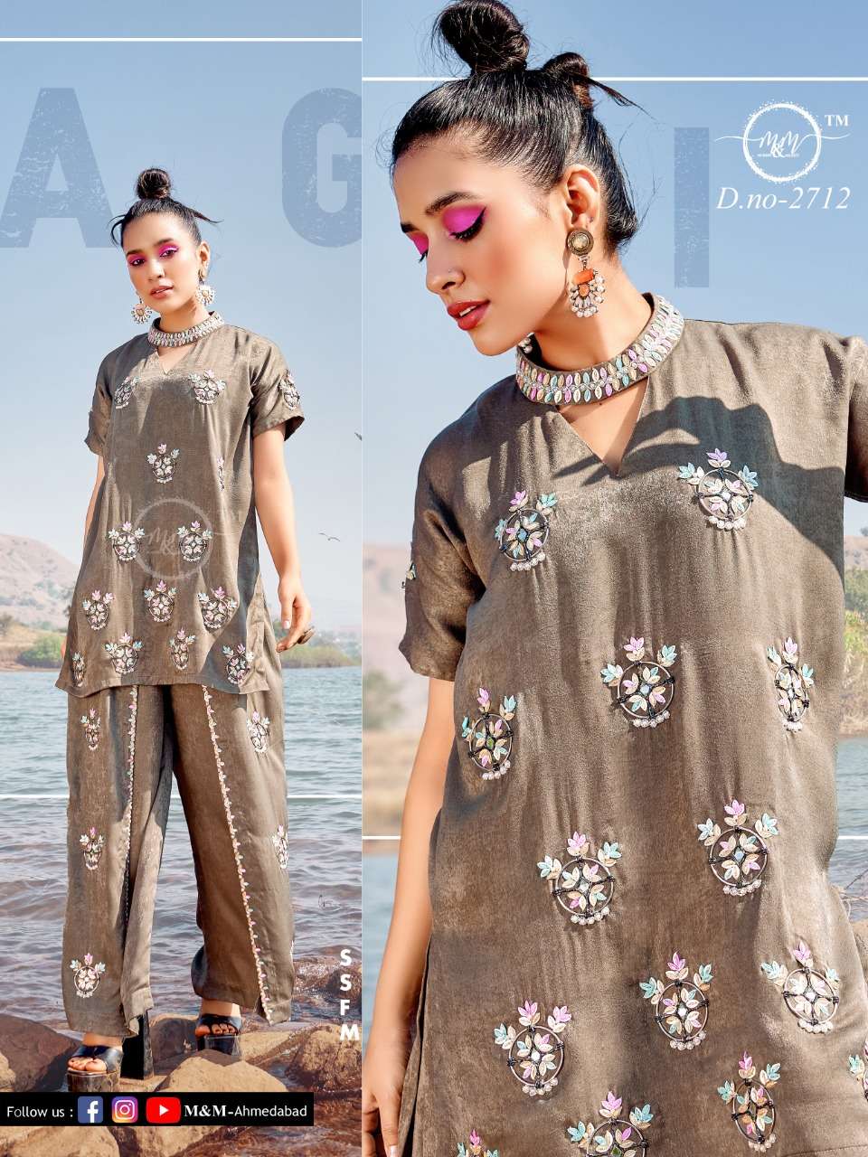 M&M 2712 HIT DESIGN BY M&M IMPORTED VELVET WORK STITCHED TUNICS