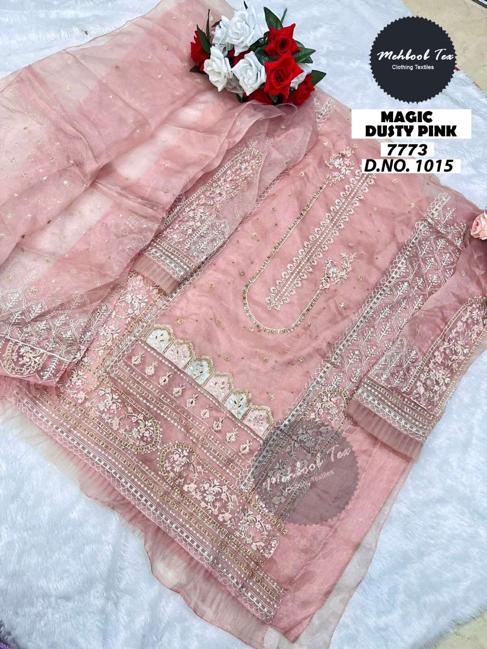 MAGIC DUSTY 1015 HIT DESIGN BY MEHBOOB TEX ORGANZA PAKISTANI DRESS