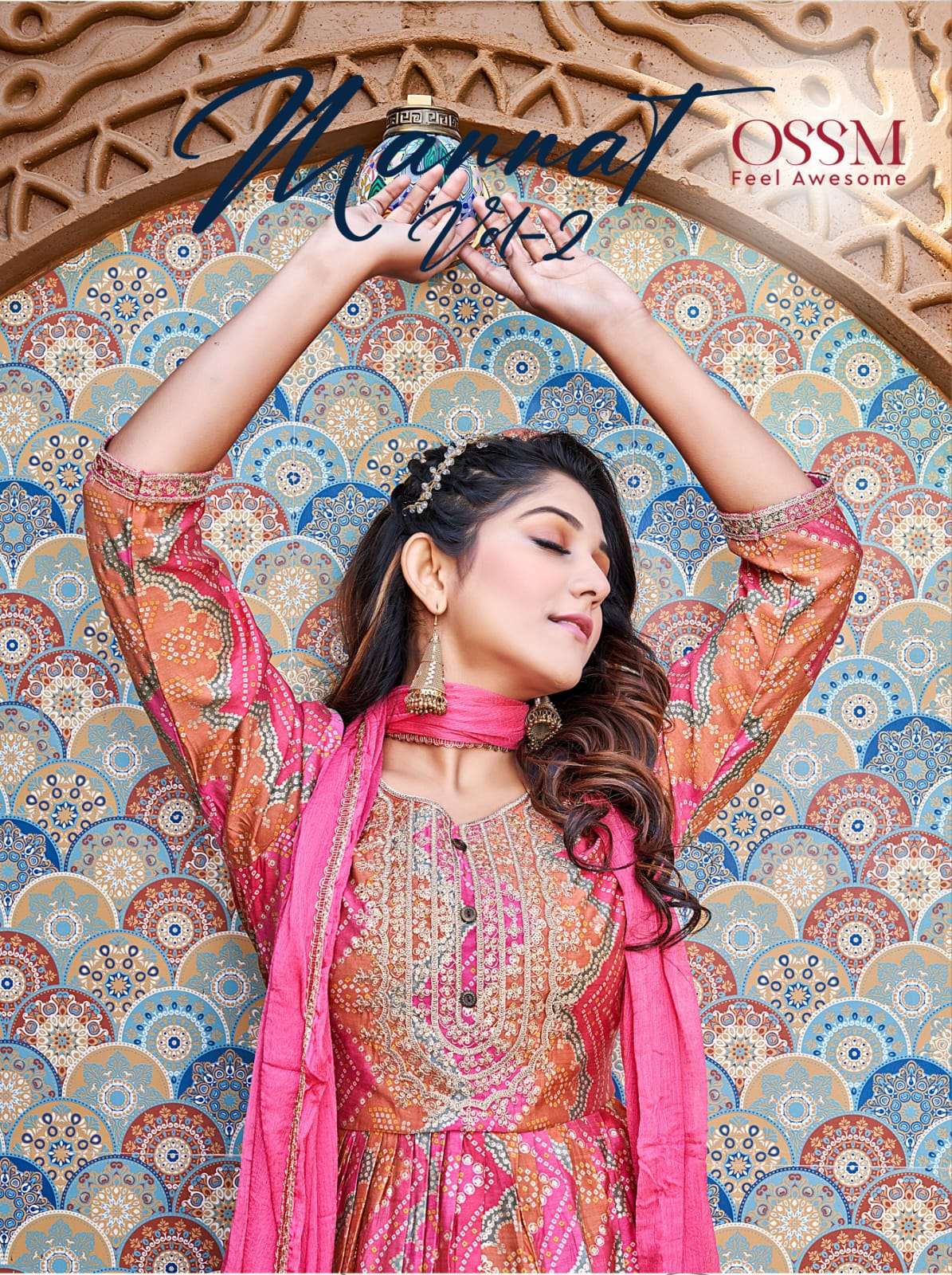 MANNAT VOL-2 BY OSSM DESIGNER CHANDERI WORK STITCHED DRESSES