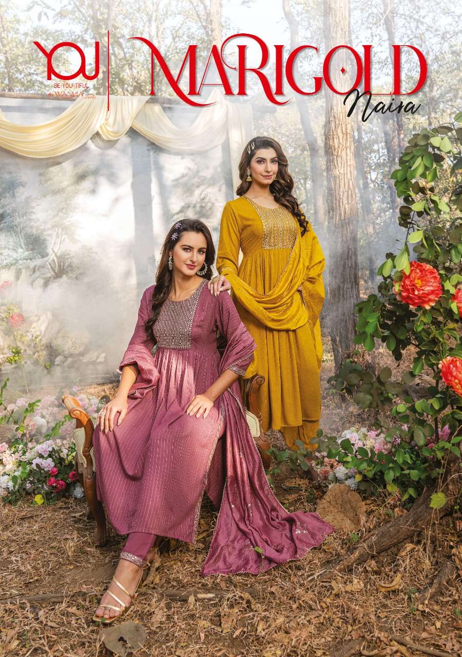 MARIGOLD NAIRA BY YOU 01 TO 06 SERIES HEAVY VISCOSE WORK STITCHED DRESSES