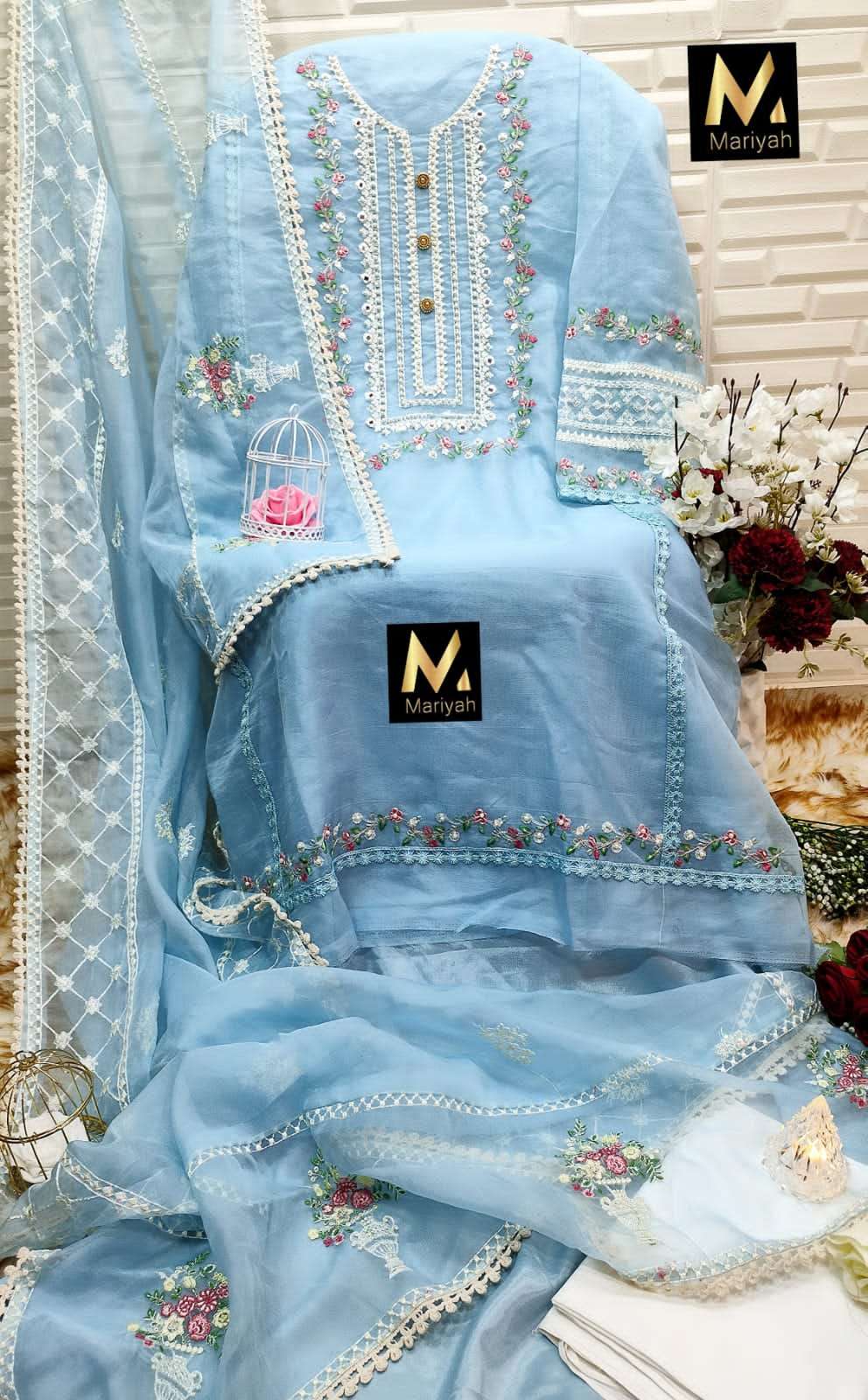 MARIYAH M-163 BY ASLIWHOLESALE ORGANZA EMBROIDERY DRESS