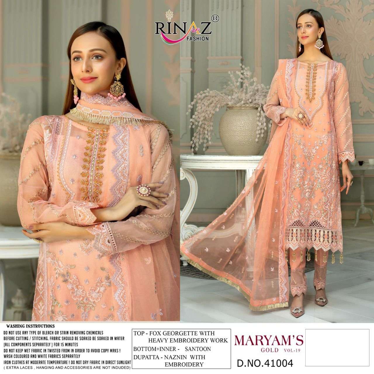 MARYAMS GOLD 41004 BY RINAZ FASHION FAUX GEORGETTE PAKISTANI DRESS