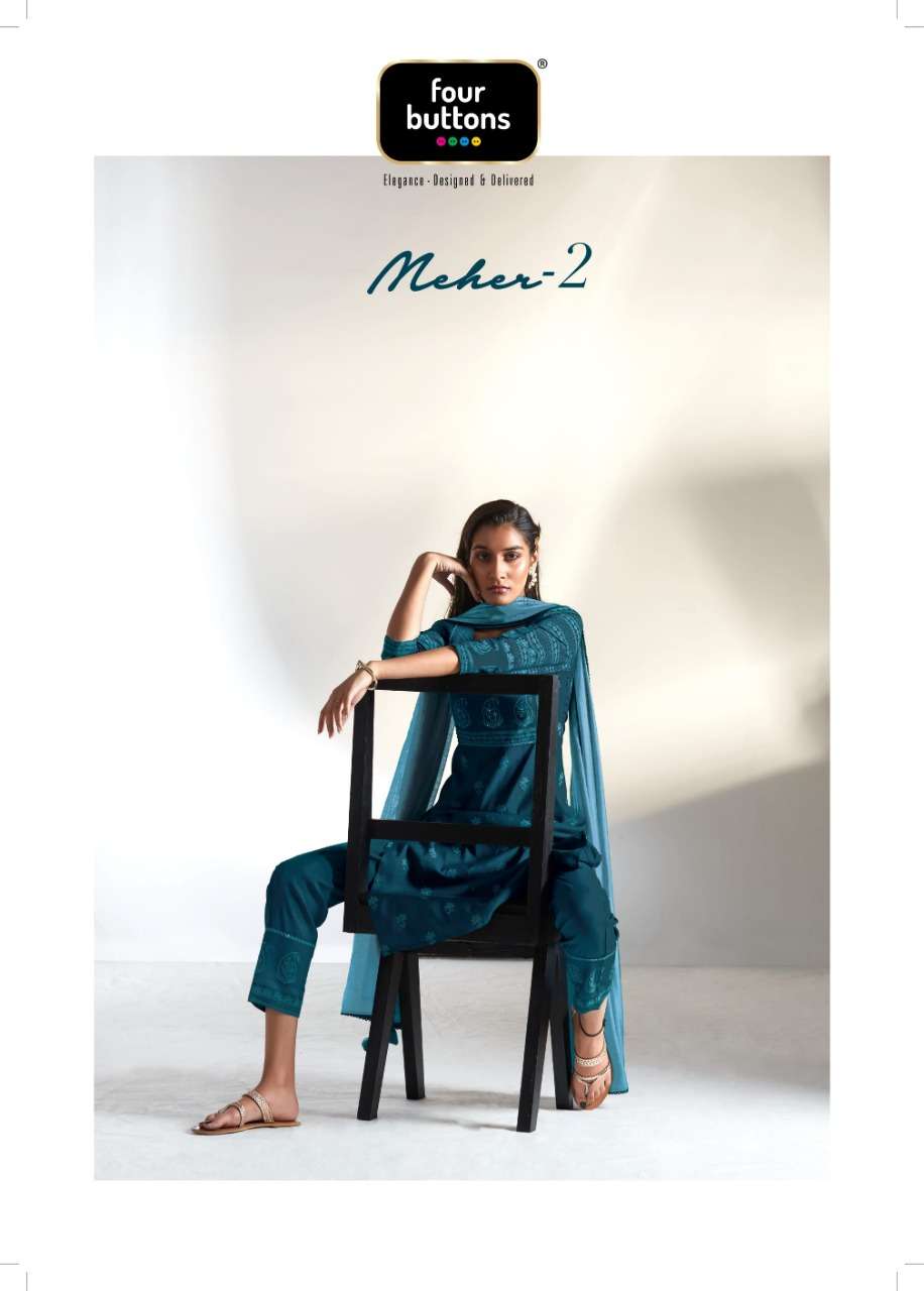 MEHER VOL-2 BY FOUR BUTTONS 3001 TO 3006 SERIES SILK STITCHED DRESSES