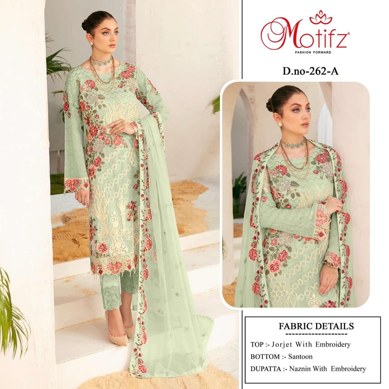 MOTIFZ 262 COLOURS BY MOTIFZ 262-A TO 262-D SERIES GEORGETTE PAKISTANI DRESSES