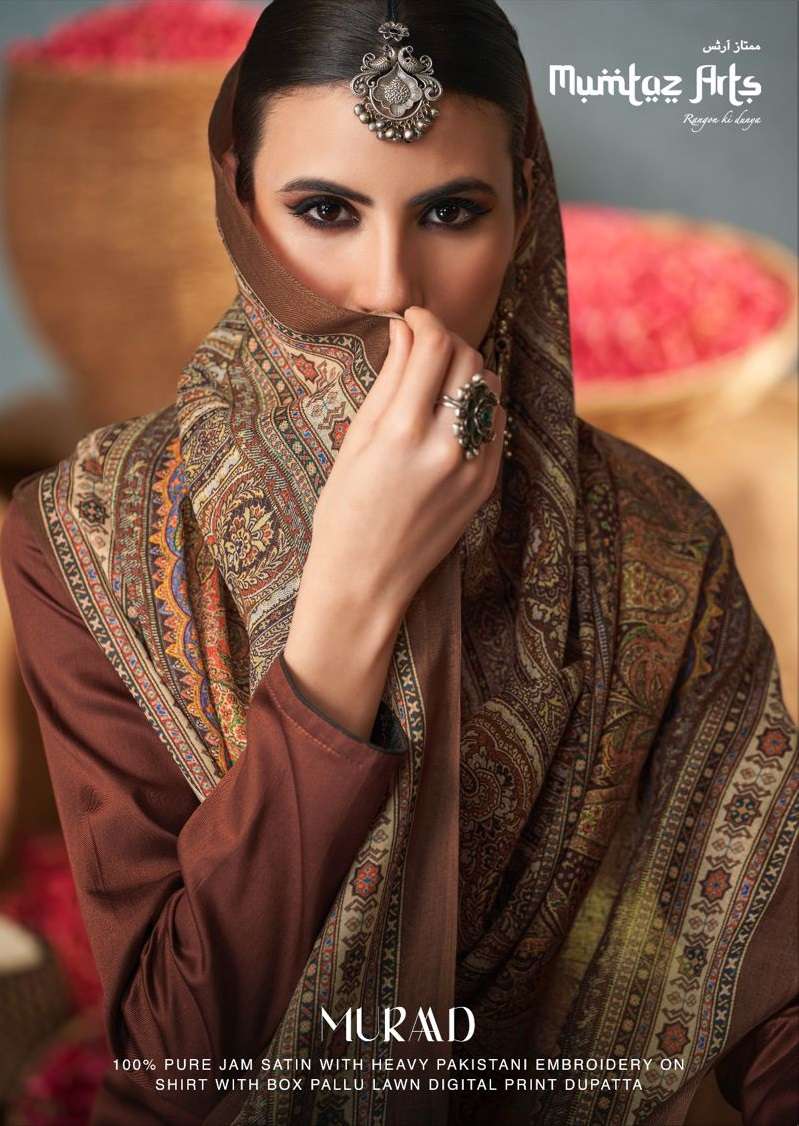 MURAAD BY MUMTAZ ARTS 4001 TO 4007 SERIES JAAM SATIN WORK DRESSES