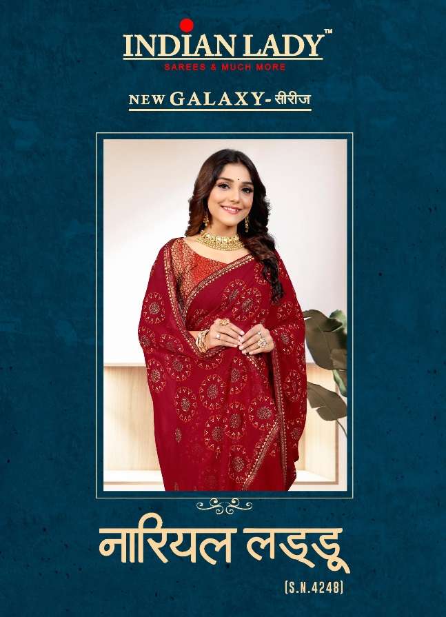 NARIYAL LADDU BY INDIAN LADY 4248-A TO 4248-H SERIES CHIFFON WORK SAREES