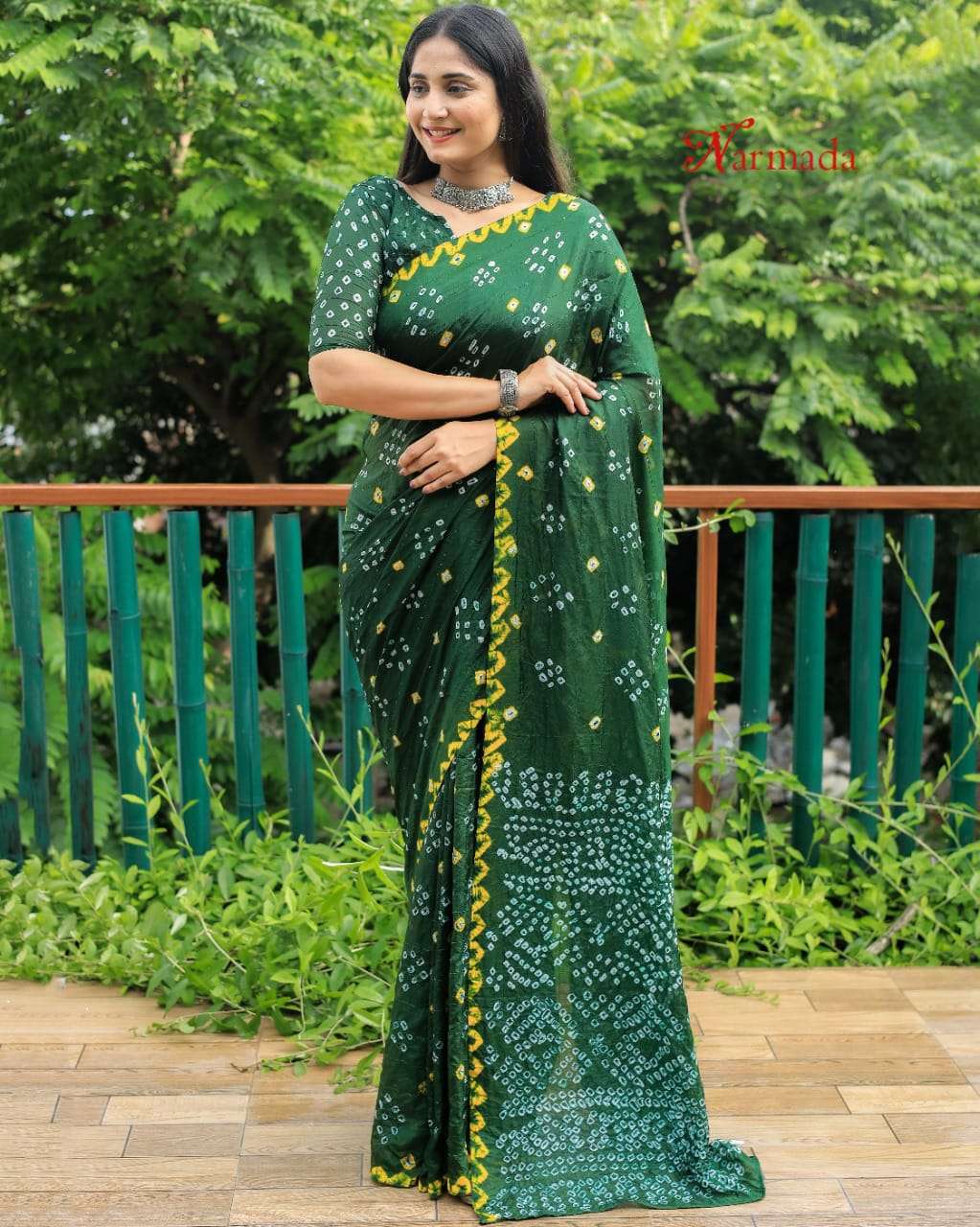 NARMADA BY ASLIWHOLESALE DESIGNER BANDHANI SILK PRINT SAREES