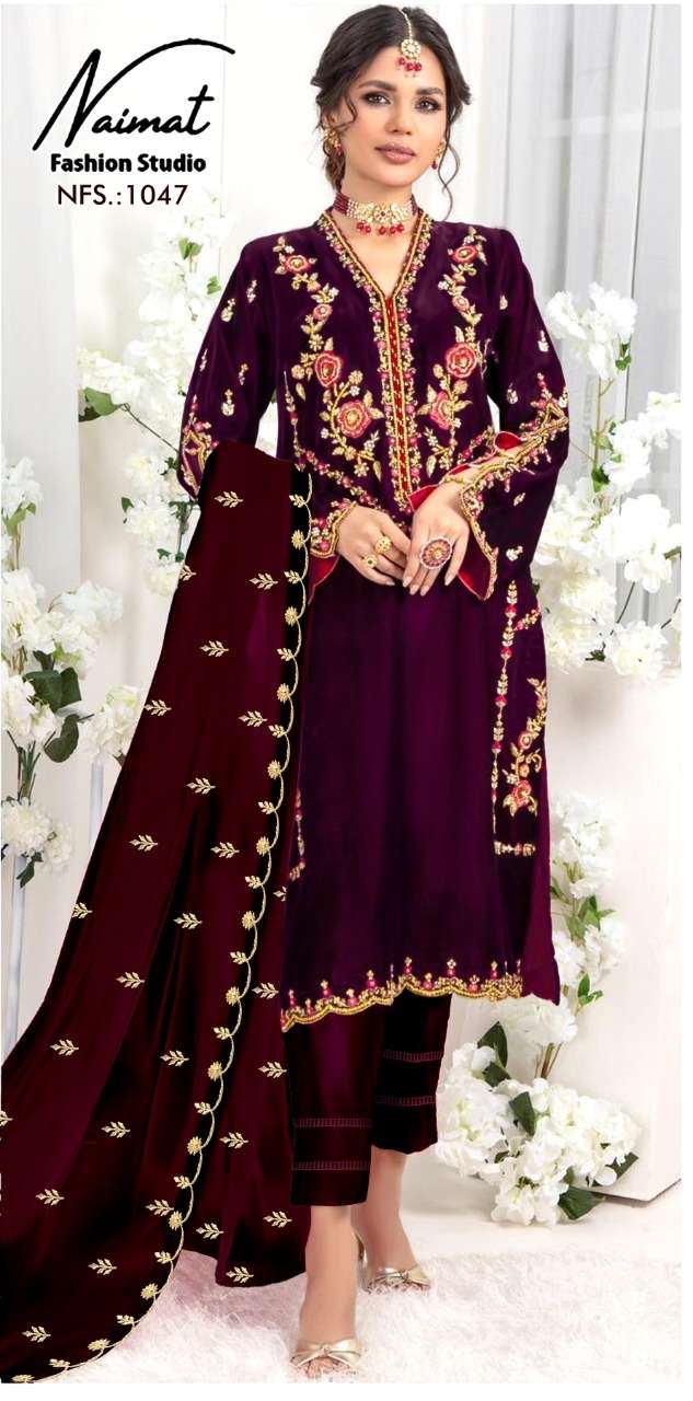 NFS-1047 HITS BY NAIMAT FASHION STUDIO PURE BLOOMING GEORGETTE WORK STITCHED DRESSES