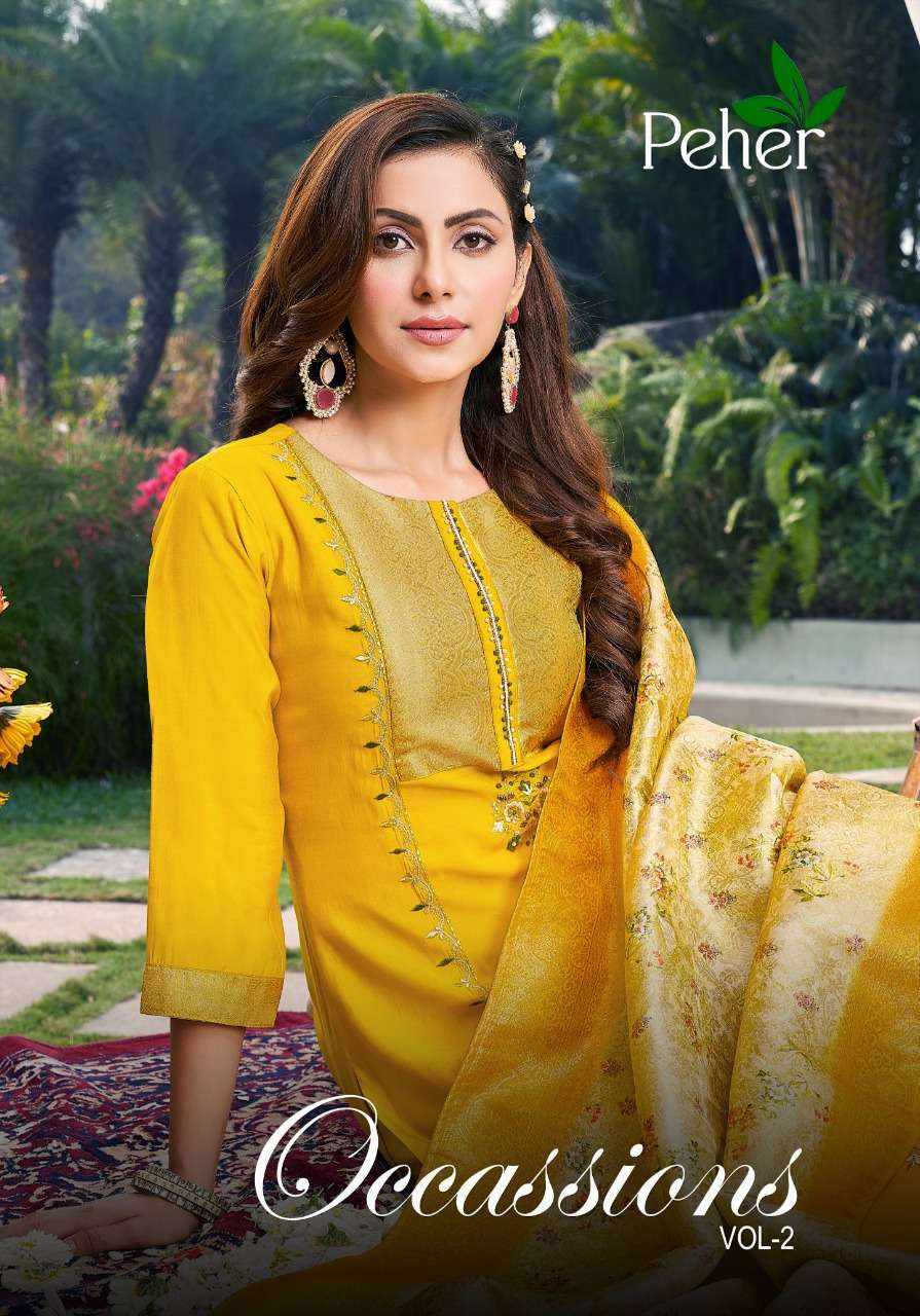 OCCASSION VOL-2 BY PEHER 1028 TO 1030 SERIES ROMAN SILK STITCHED DRESSES